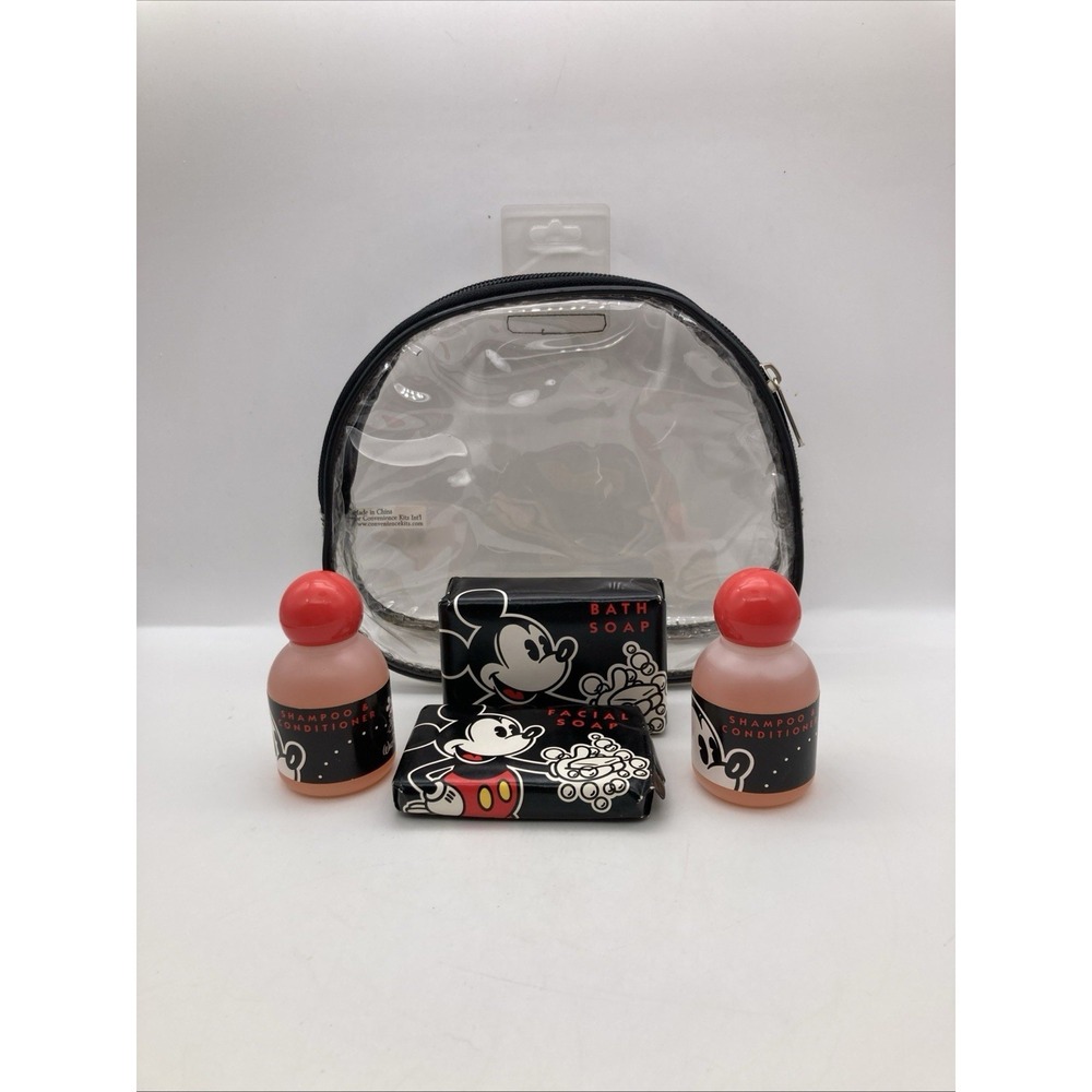 Vintage Mickey Mouse Toiletry Set Shampoo Bath And Facial Soap In Zippered Bag